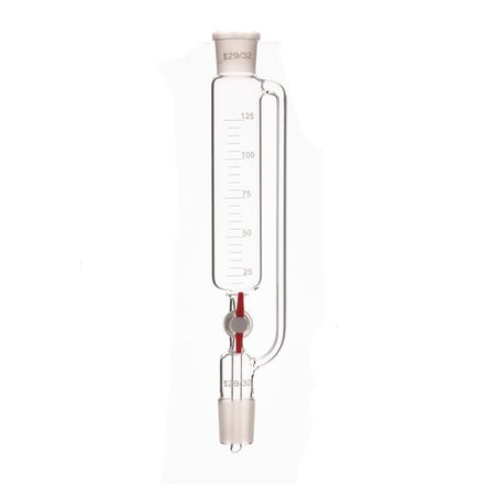 Воронка капельная 125 мл, RLAB, с компенсатором, шлиф 29/32-29/32, с PTFE краном