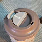 Стакан 350мл для горячих напитков с клапаном и декором "Счастье", светло-бежевый