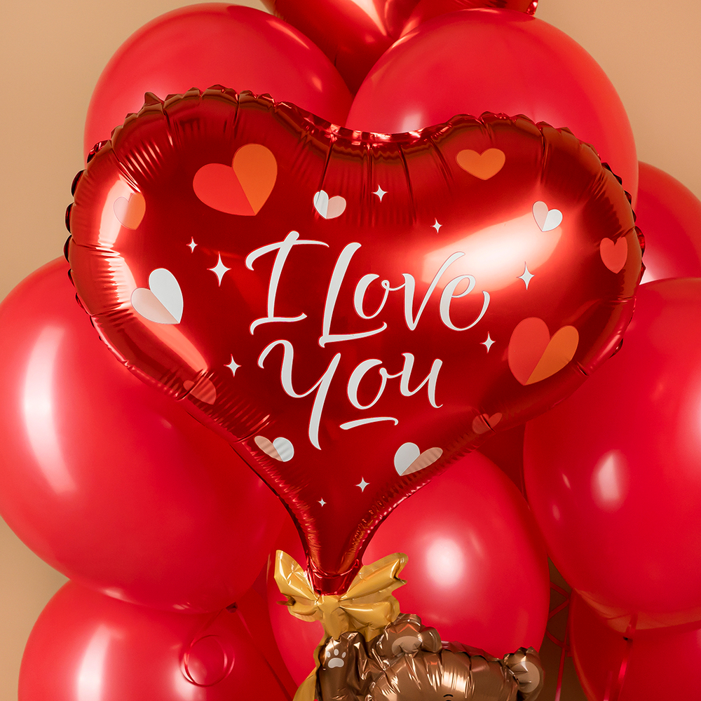 Сет шаров «Мишка с сердцами. I love you»