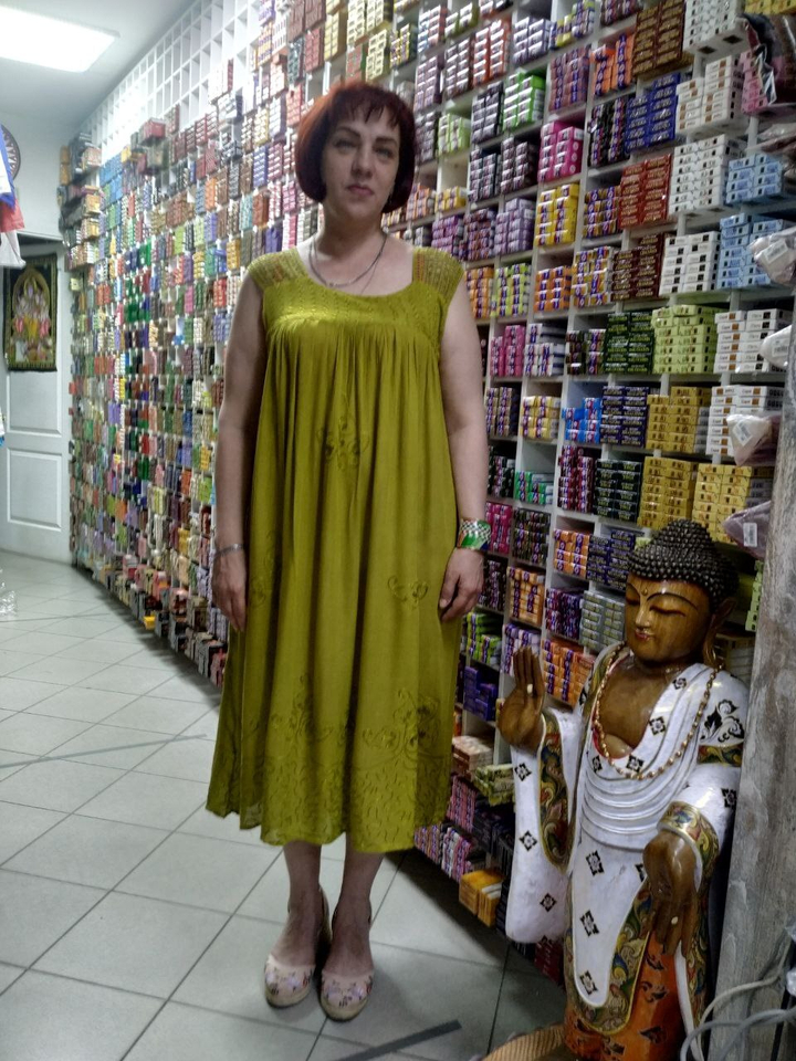 Сарафан Meet с вышивкой на вязаных лямках free size цвет желтый оливковый вискоза 100%