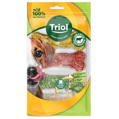 Косточки жевательные прессованные микс, 7,5см (уп.4шт.), серия DENTAL, Triol