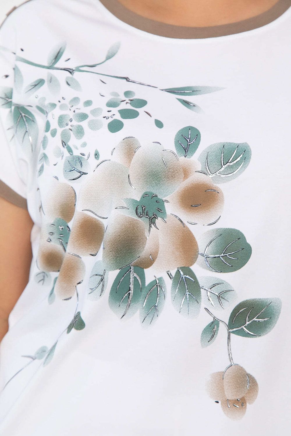 Блуза Далия (бело-коричневая) Б13803-20М LT Collection