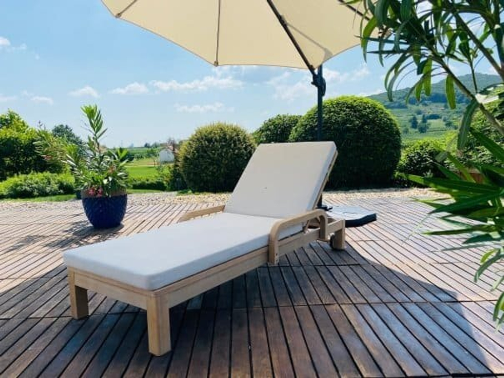 Шезлонг деревянный с матрасом Tagliamento Rimini, цвет натуральный, бежевый