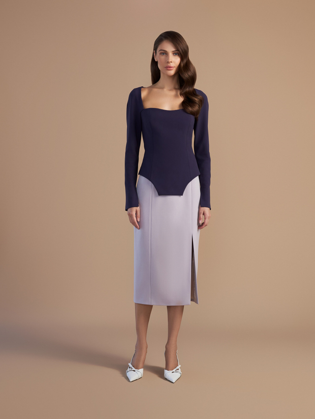 Юбка прямая миди (сиреневая)