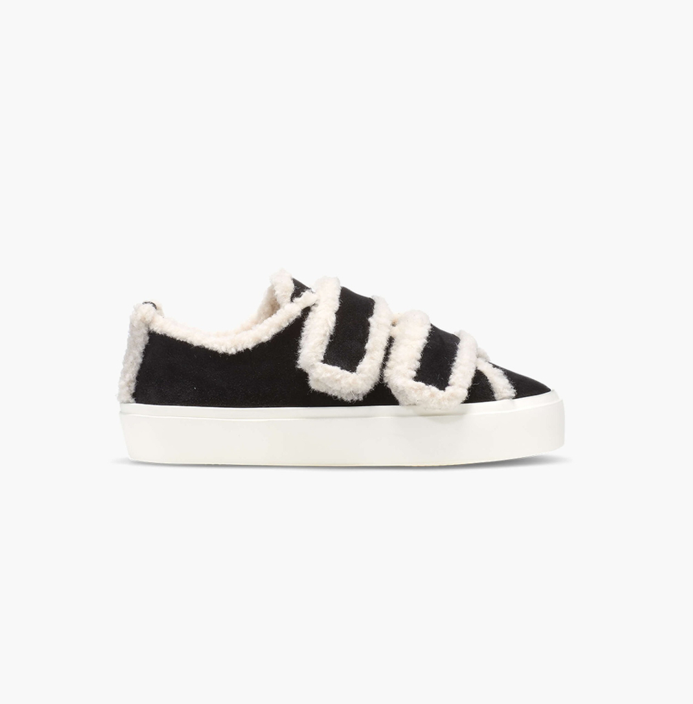 Замшевые кеды INUIKII 35202-050 Shearling low velcro black на меху