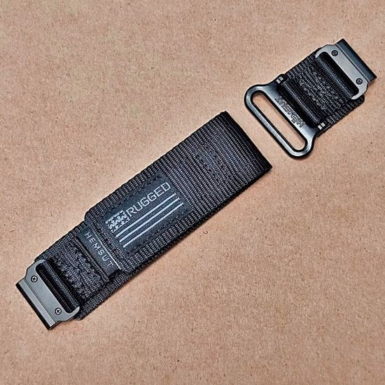 Нейлоновый ремешок Hemsut Rugged 22 мм для Garmin Fenix 7 6 5, Epix Gen 2 47mm, MARQ, Instinct, Forerunner (Черный)