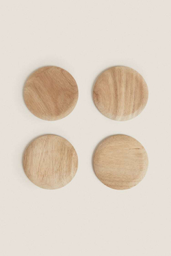 ZARA HOME ДЕРЕВЯННЫЕ ПОДСТАВКИ (НАБОР ИЗ 4 ПРЕДМЕТОВ),  СВЕТЛО-БЕЖЕВЫЙ