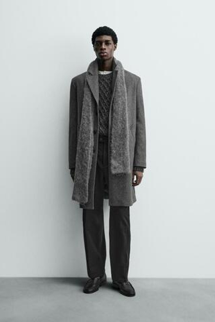 ZARA ПАЛЬТО ИЗ СМЕСОВОЙ ШЕРСТИ MANTECO®, СЕРЫЙ