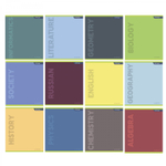 Комплект предметных тетрадей А5 48л., 12 предм., со справочным материалом, скрепка, мелованный картон (стандарт), блок офсет, Alingar "Классика"