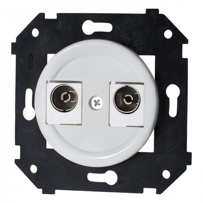 Розетка телевизионная двойная, оконечная, пластик, цвет белый B3-306-21