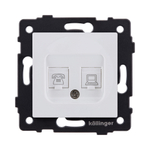 Розетка двойная RJ11 + RJ45 Cat.6, белый матовый Kollinger REA-011WM для Aspekt, Eleganz, Reflex