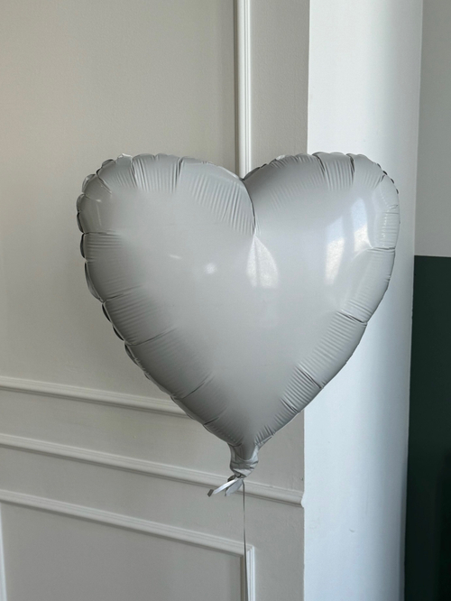 Шар-сердце белый фольгированный