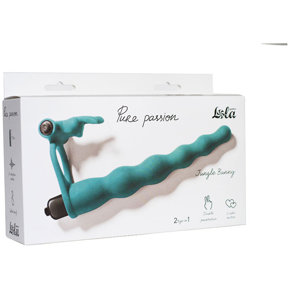 Вибронасадка для двойного проникновения Pure Passion Bunny Green 1202-03lola