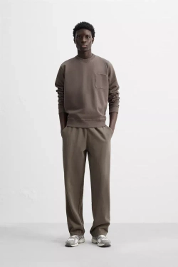 ZARA БРЮКИ-ДЖОГГЕРЫ REGULAR FIT, ЗЕМЛЯНОЙ