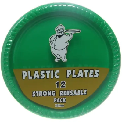 Тарелка пластиковая 23см в наборе 12шт зеленая