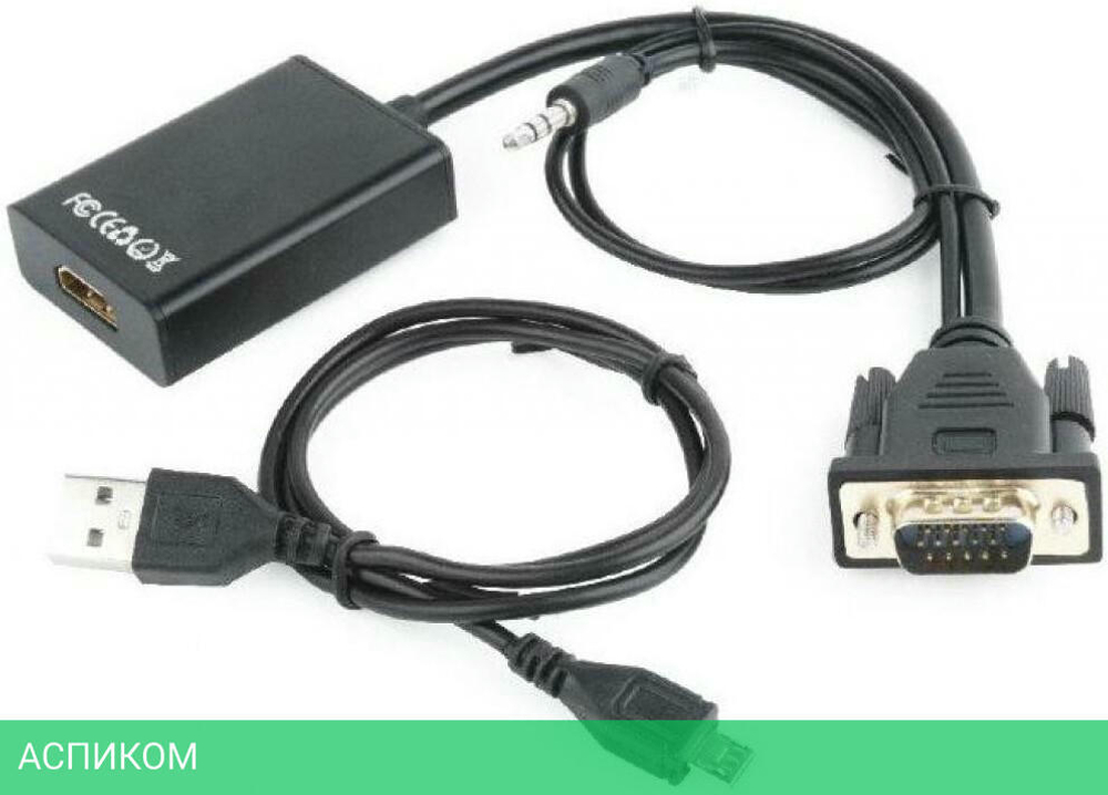 Адаптер Cablexpert A-VGA-HDMI-01 HDMI/VGA/3.5 мм jack (+ USB для питания)