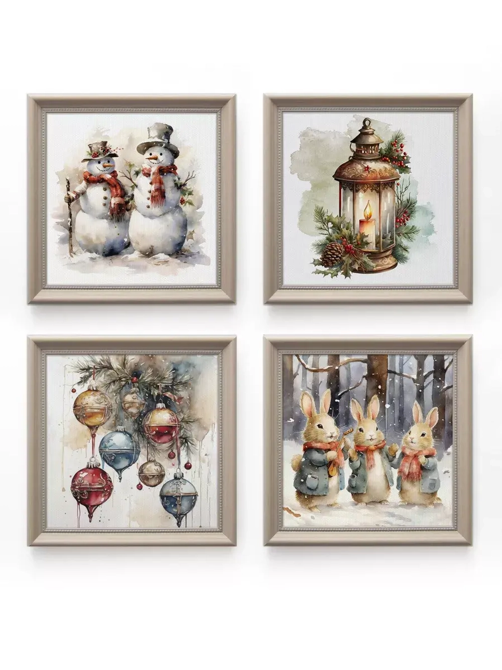 Картины на стену интерьерные на холсте 4 шт, 23*23 см