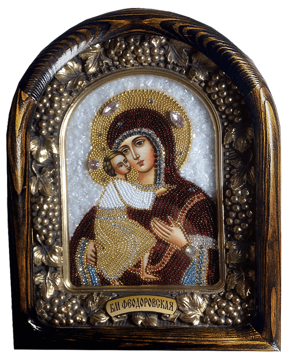 Дивеевская икона Образ Пресвятой Богородицы Фёдоровская, бисер, печать