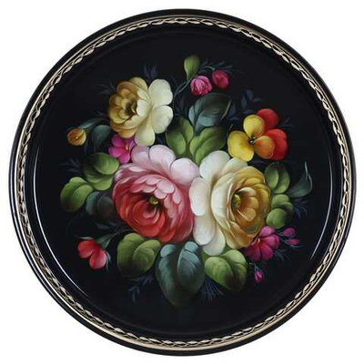 Жостовский поднос декоративный, размер 30 см (A9), металлический