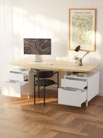 Стол письменный 185х75х75, Ochensol, компьютерный, школьный, в офис, парящая столешница, массив сосны, белый, Dipriz