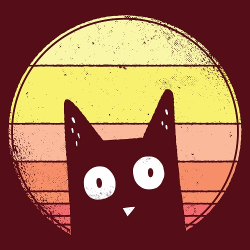 принт PewPewCat с котом для бордовой футболки