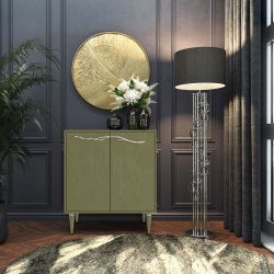 Комод Арт Колор leaves Классик Сильвер с 2 полками Зеленая олива