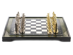 Шахматы "Греческая мифология" доска 540х540 мм мрамор змеевик металлАртикул:  R9395