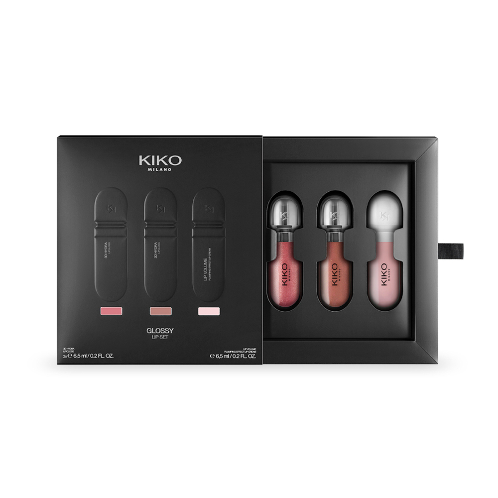 Набор блесков KIKO Milano Glossy Lip Set (17, 20 и 01 plumper)