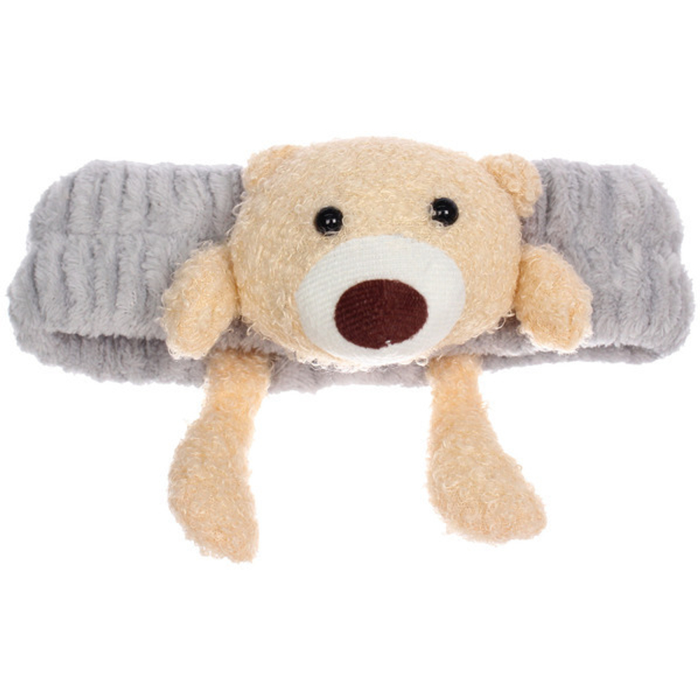 Повязка на голову косметическая «ДАЙМОНД Ми», мишка с лапками, цвет лавандовый, серый, и бежевый, 20*5.5см (ZIP пакет)