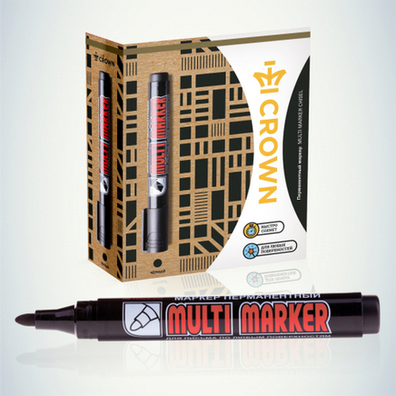002676 Crown Маркер перманентный MULTI MARKER, ЧЕРНЫЙ пулевидный 3мм (CPM-800)