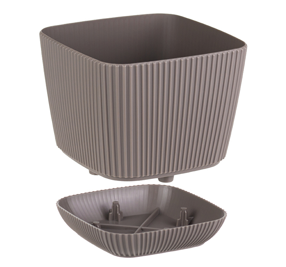 Кашпо ПИКАНТО квадратное 110мм*110мм 0,65 л с пристегнутым поддоном