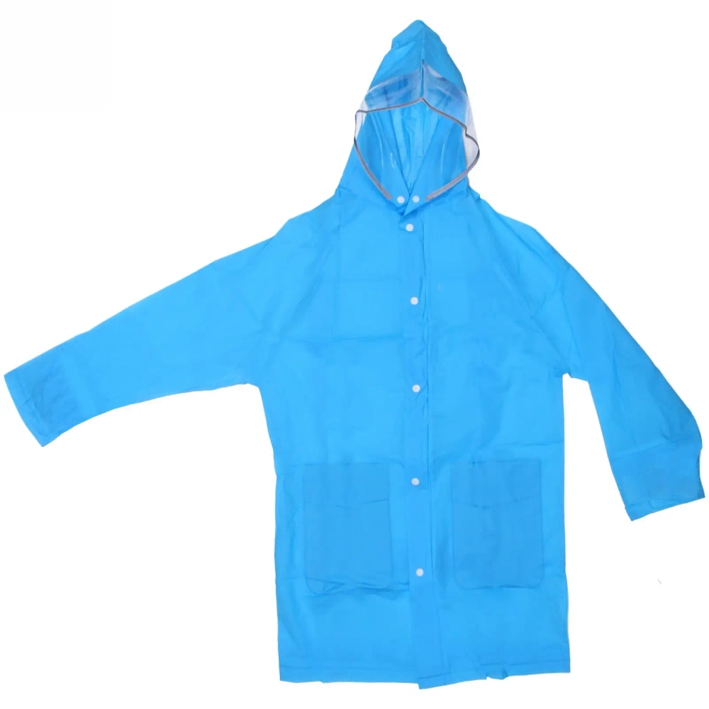 Дождевик-плащ детский «Rainbow» с капюшоном,на молнии, с отдел.под рюкзак, цвет голубой, размер XL(86*54см) ДоброСад