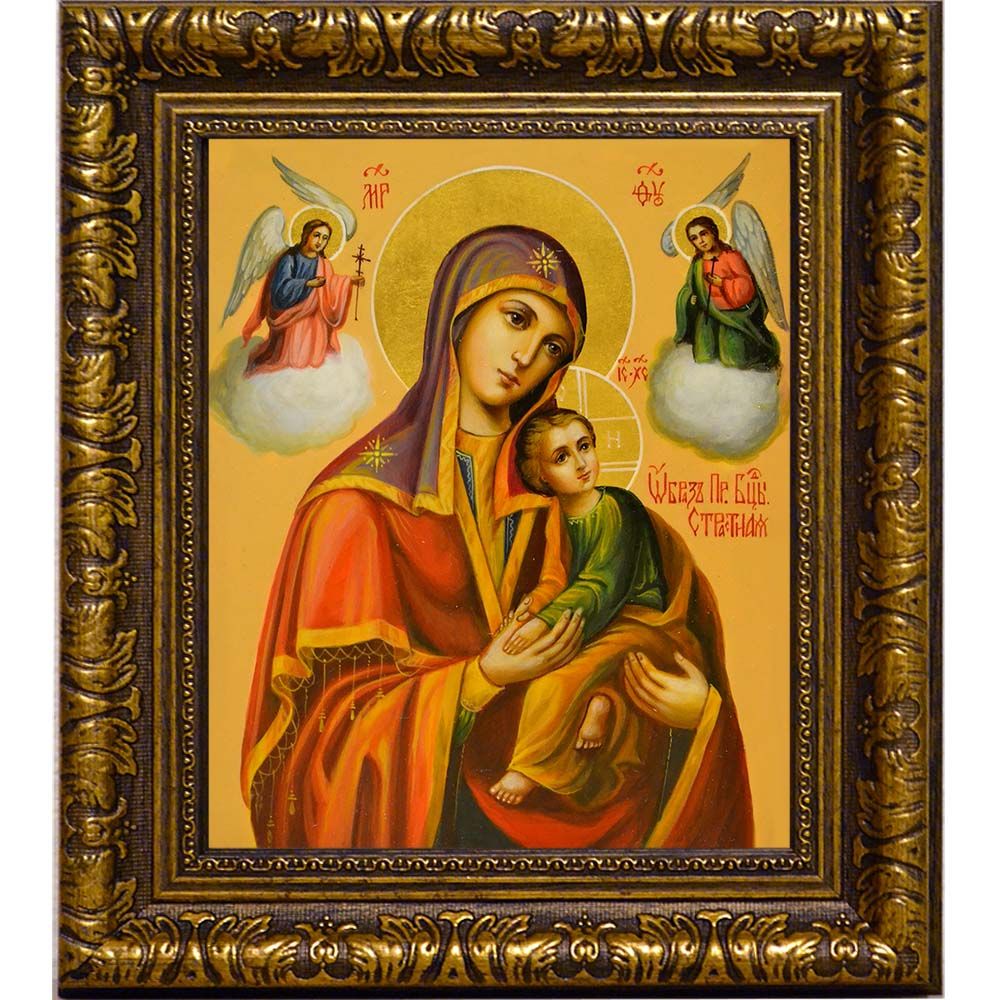 Страстная икона Божией Матери на холсте.