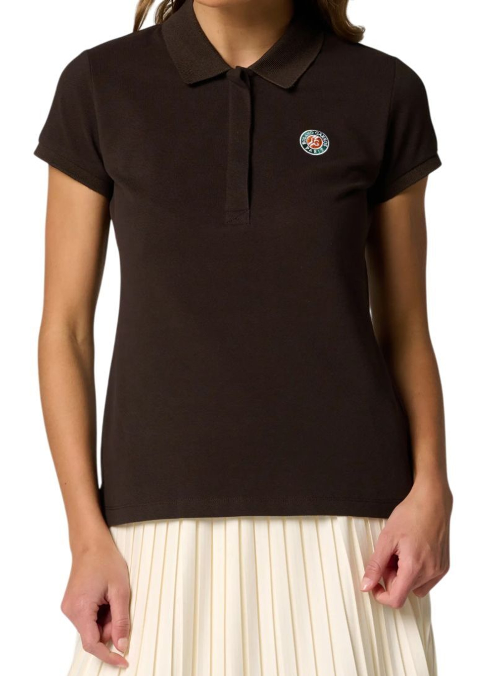 Женское поло Roland Garros Basic Islande Shirt - chocolate