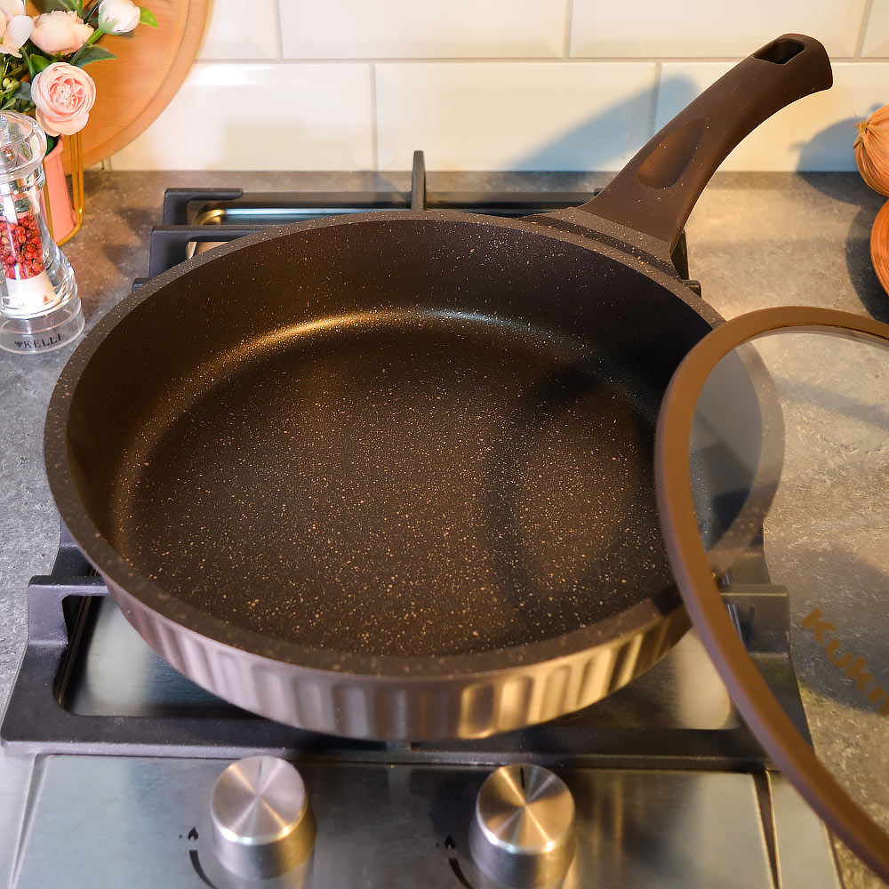 Сковорода 26см Mokko Stella, а/пр литая со стеклянной крышкой