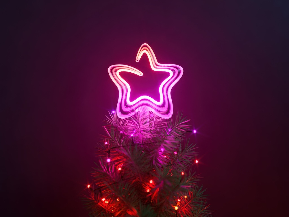 Twinkly Tree Звезда на елку - 74 диода RGB, USB Type C, 3м (без блока питания), зеленый провод