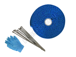Термолента для глушителя синяя 1mm*50mm*10m с 8 хомутами и перчатками, стекловолокно