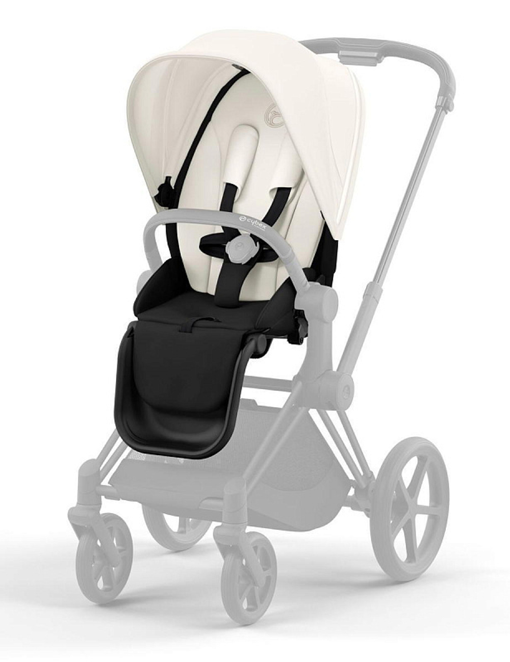 Коляска Cybex Priam IV Matt Black complete и автокресло Cloud G i-Size Fog Grey 3 в 1 Off White