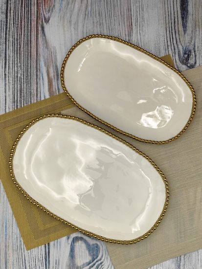 Блюдо сервировочное овальное 36х8,5х3,5 см. Бусины