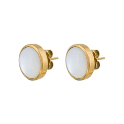 Серьги-пусеты Fiore Luna Сфера SHELL WHITE AE02913-2 BW/G