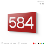 Номер на дверь 584, табличка на дверь для офиса, квартиры, кабинета, аудитории, склада, красная 120х70 мм, Айдентика Технолоджи