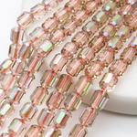 Бусина Бочонок, стекло, цвет персиковый, размер 7,5*5,7 мм, цена за 12-13 шт (1/4 нити)