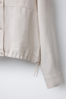 ZARA РУБАШКА СТРУЯЩЕГОСЯ КРОЯ СО ШНУРКОМ, ЭКРЮ