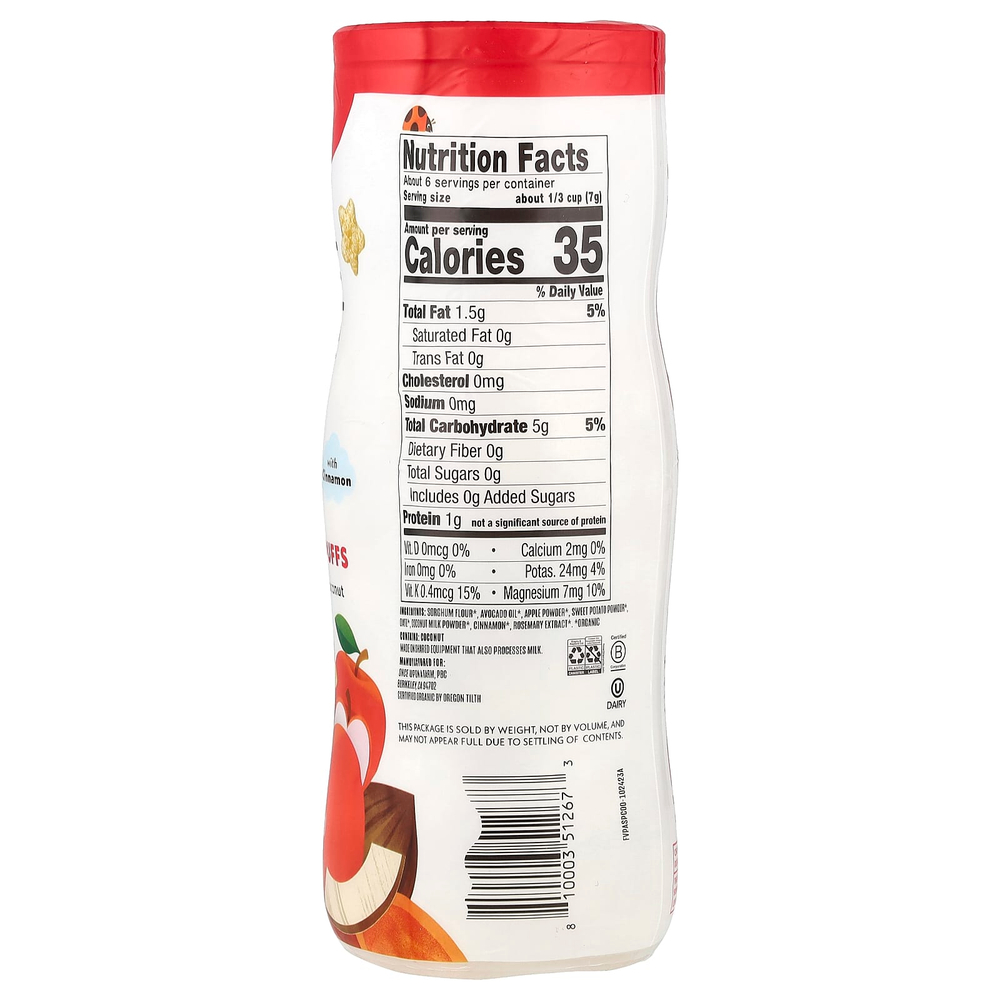 Once Upon A Farm, Органические фруктовые и вегетарианские батончики, краулер, яблоко, батат и кокос с корицей, несладкий, 42,5 г (1,5 унции)