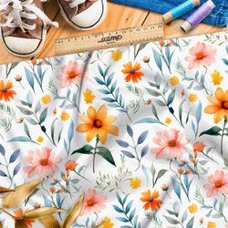 Ткань премиум бифлекс цветочная акварель