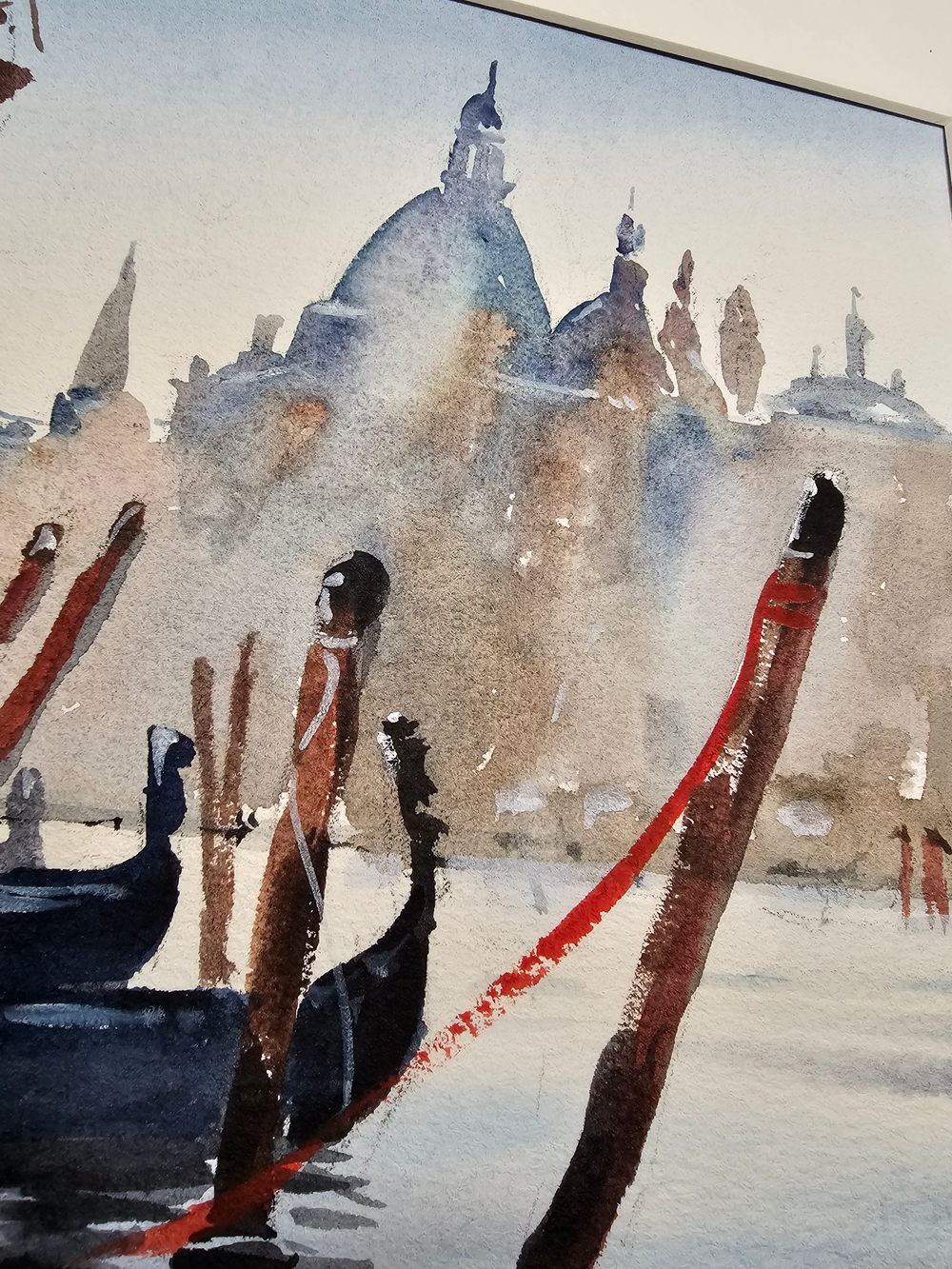 Картина авторская акварельная в паспарту 21х30 см на стену для интерьера "Венецианская романтика"