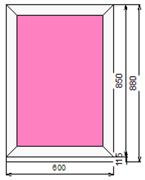 Пластиковое окно 850 х 600 ТермА Эко с глухой створкой
