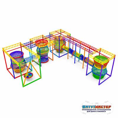 Веревочный игровой комплекс «Парящий Мегаполис» 10×10×4 м