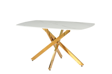 Стол обеденный Ist Casa Элис Рэк, 140х80х76 см, белый, золото