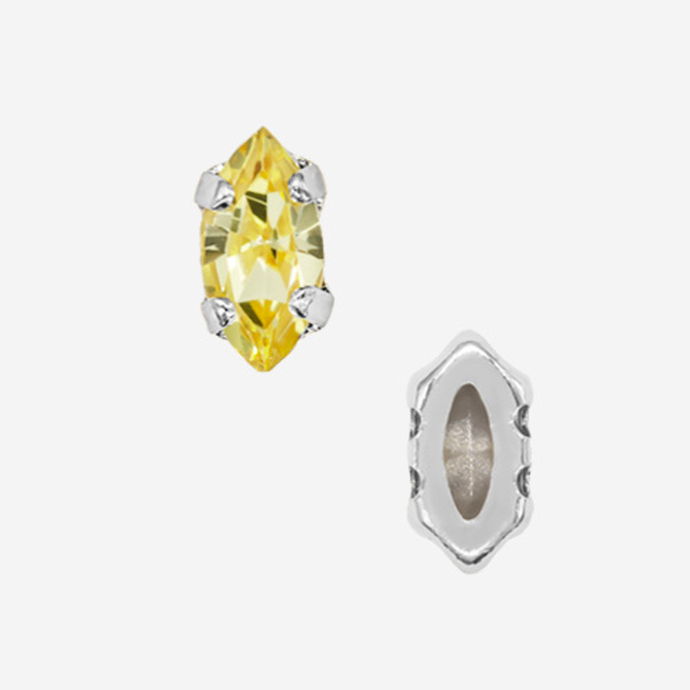 Кристалл Маркиз (Marquise Fancy Stone) в цапах, оттенок "Light Topaz", 6*3мм, родирование
